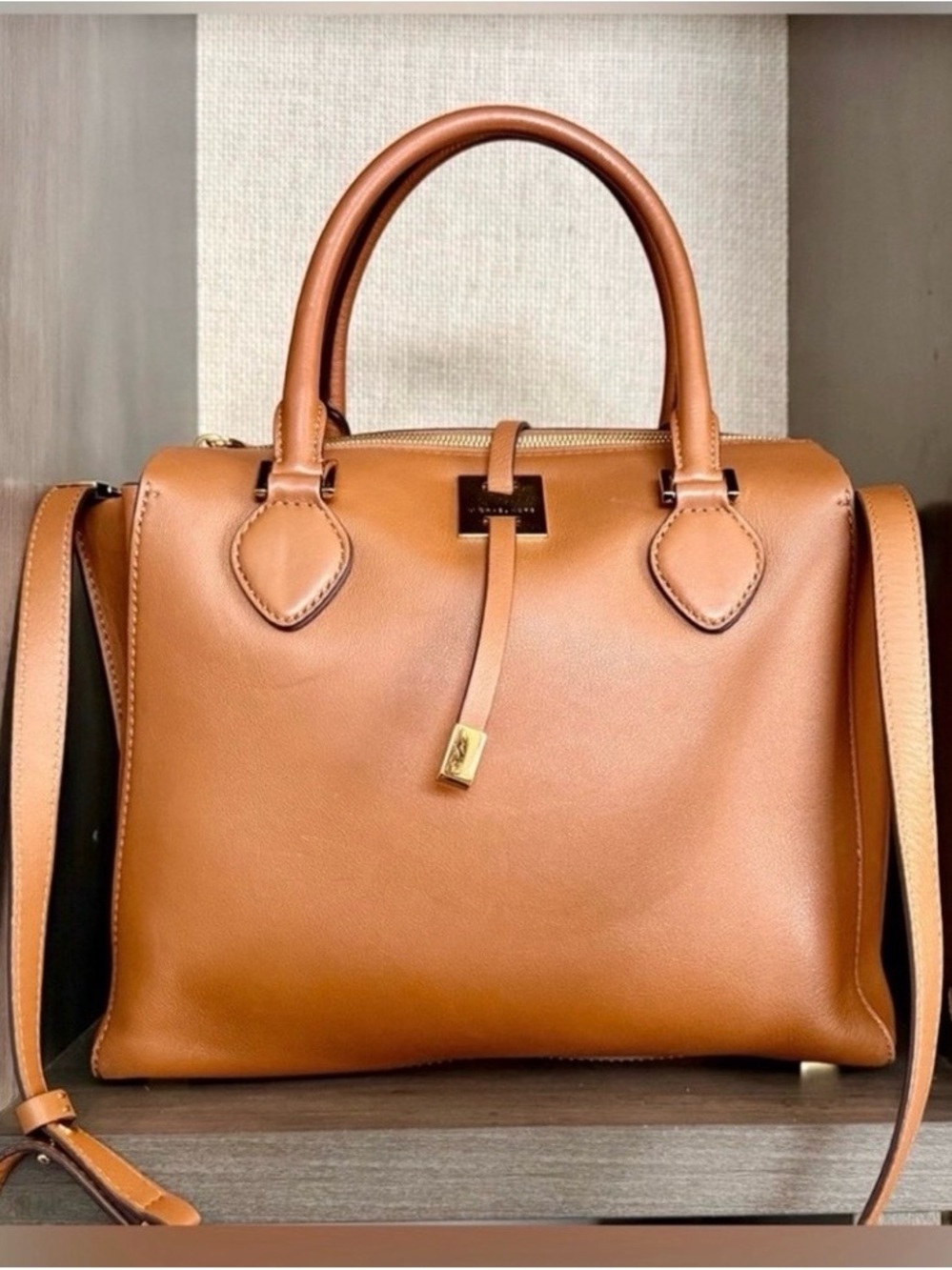 Michael Kors Collection Miranda - Cognac Leather Top-Handle Satchel EUC